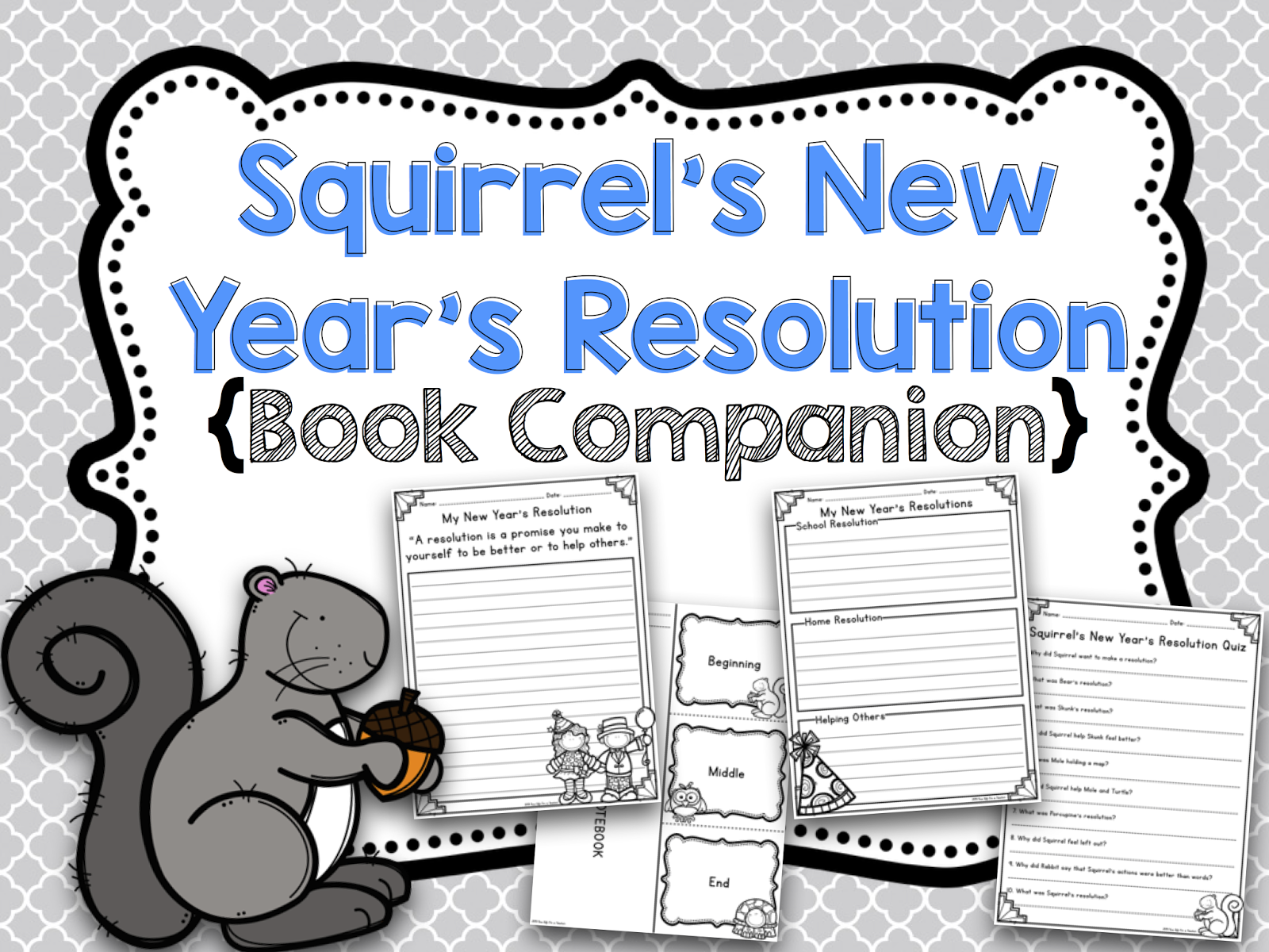 Reading my favourite book. Squirrel's New year's Resolution teacher. Growth Mindset book. Resolution in book.