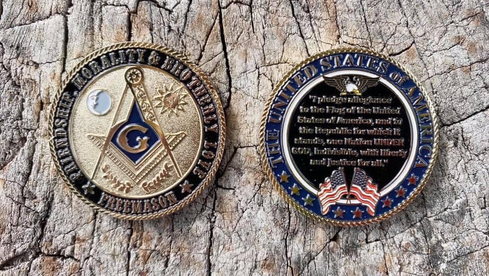 Fratline 14th Degree Ring Masonic Challenge Coin with Pledge of Allegiance