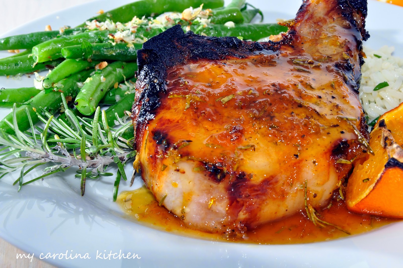 My Carolina Kitchen Clementine and Honey Glazed Pork Chops