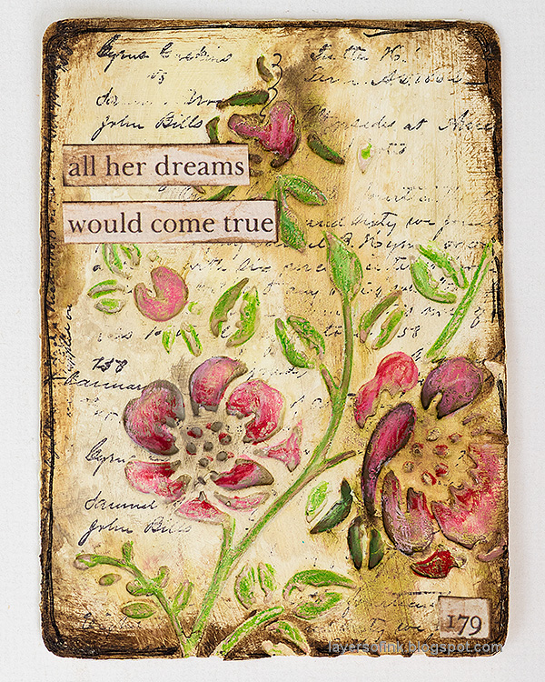 Layers of ink - Vintage Flower Artist Trading Cards Tutorial by Anna-Karin Evaldsson.