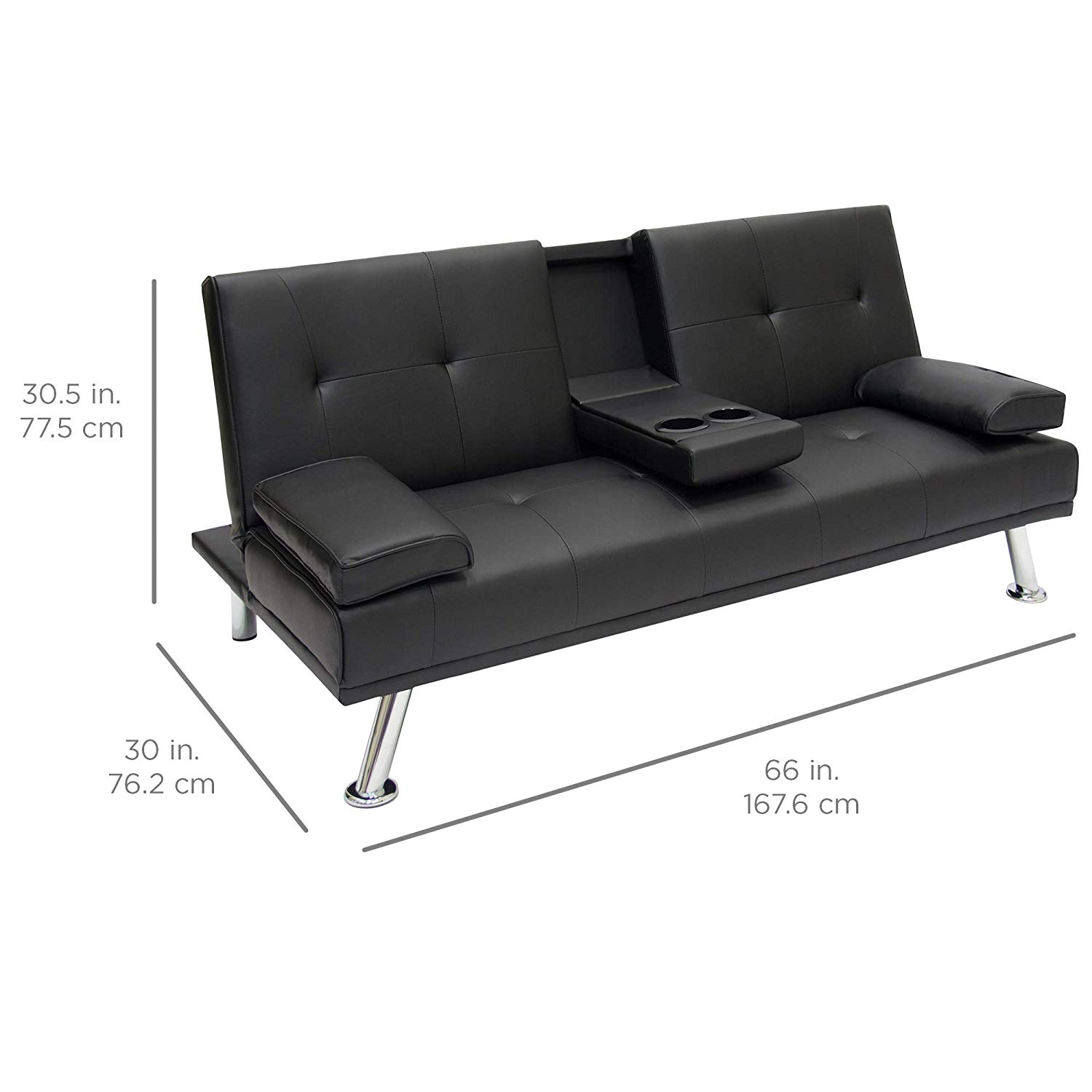 Modern Faux Leather Futon Sofa Bed with ChromeMetal Legs best