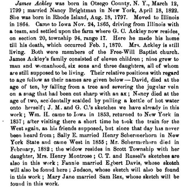 Ackley Family Genealogy Report on New Recruits