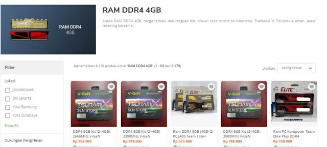 Beli ram ddr4 4gb kingston untuk Lenovo 330s di Bekasi