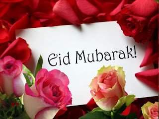 Eid Mubarak with red roses for wonderful backgrounds