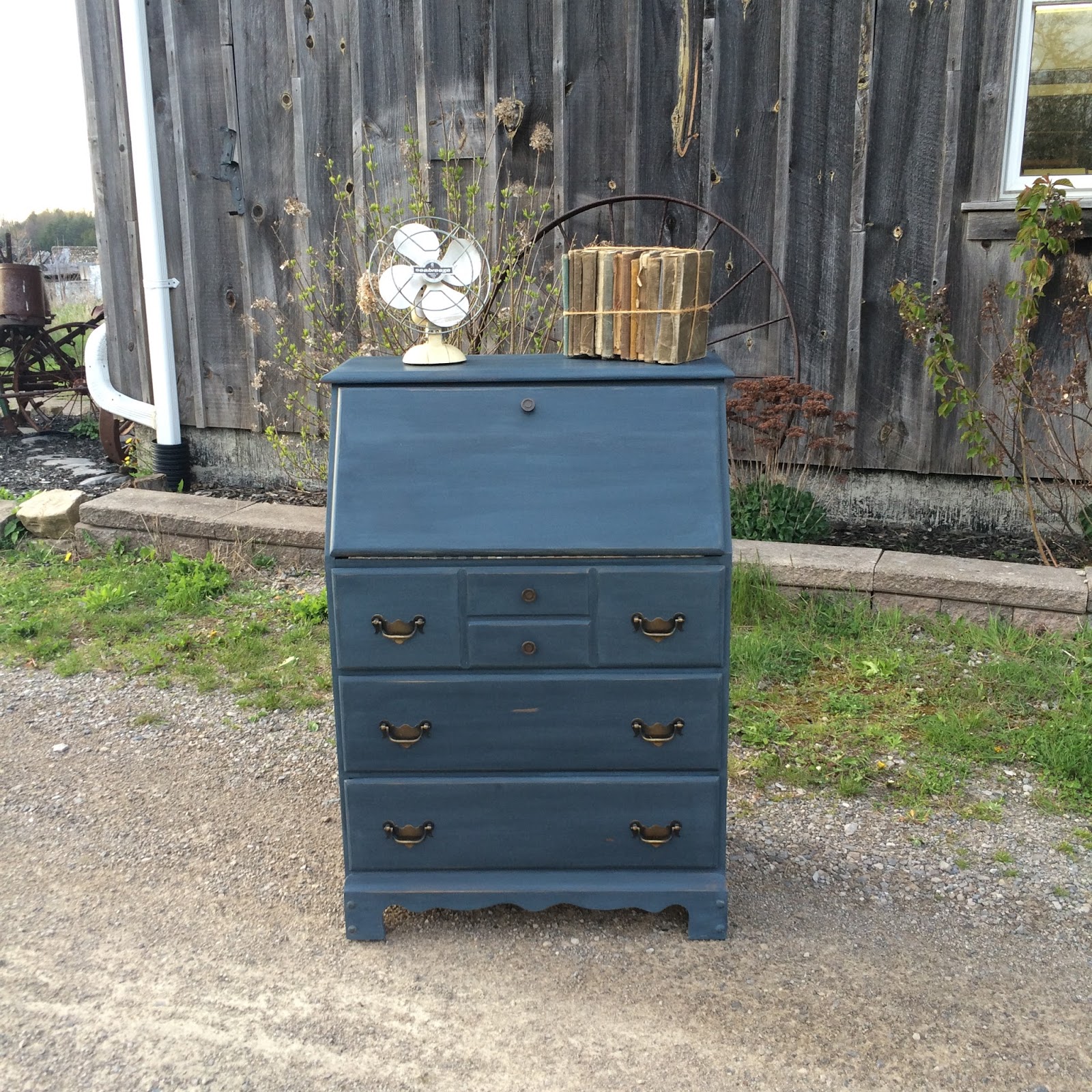 Laurel's Attic Navy Blue Secretary Desk SOLD