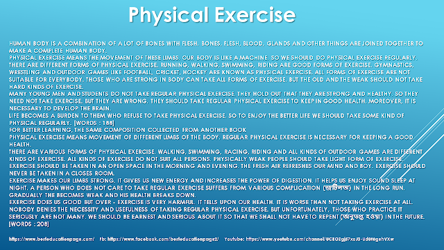 Paragraph, Composition, Essay: Physical Exercise#besteducationpage