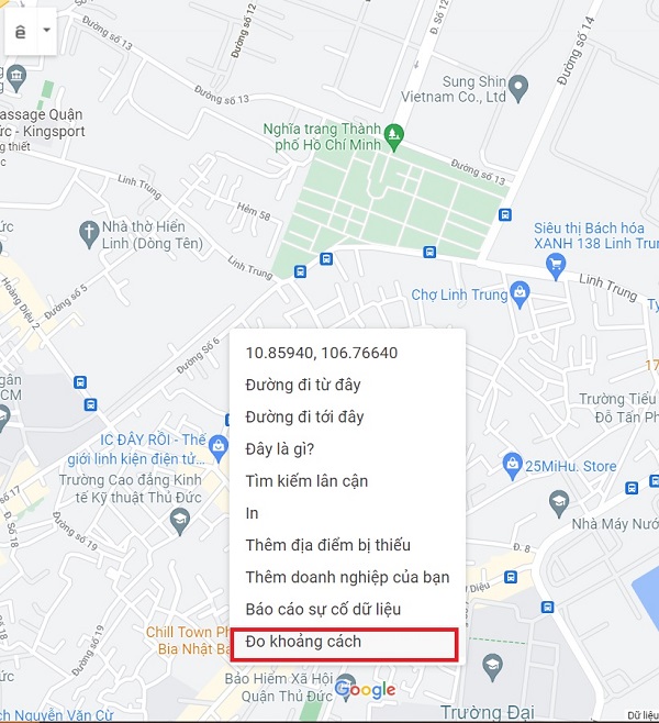 đo khoảng cách trên ứng dụng Google Maps điện thoại 1