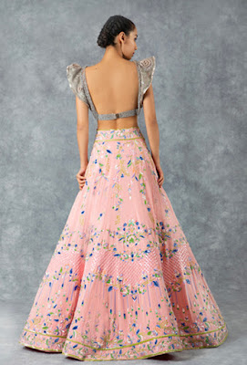 Manish Malhotra Flamingo pink lehenga with multi resham embroidery Back side