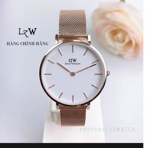 Đồng hồ nam DW dây thép lưới VÀNG MẶT TRẮNG
