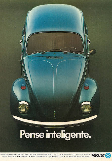 Propaganda do Fusca em 1975 demonstrando a força do seu motor 1300