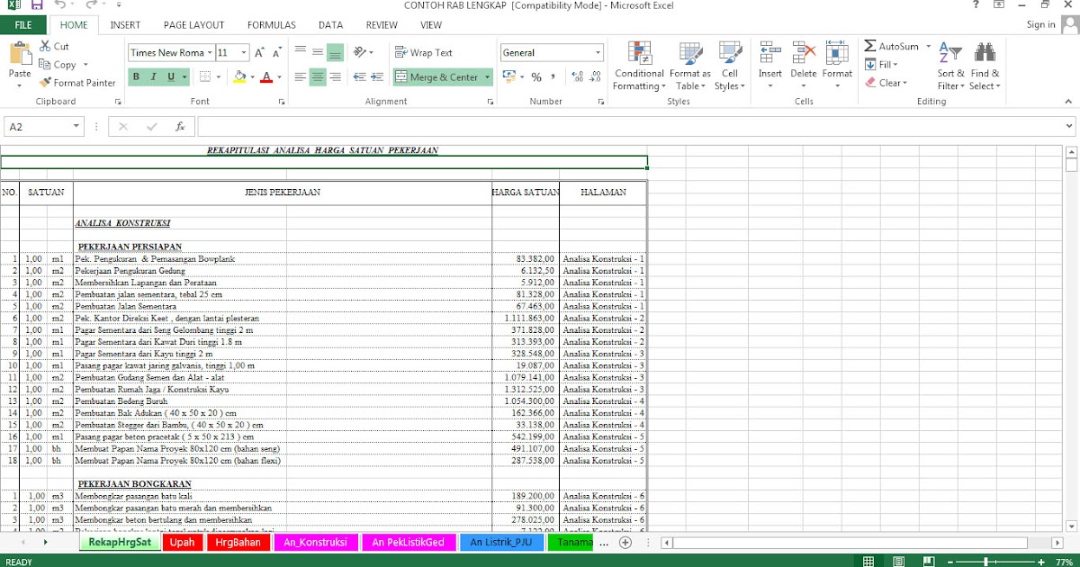 Download Contoh RAB Lengkap Excel
