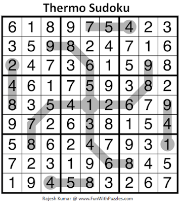 Thermometer Sudoku (Daily Sudoku League #186) Solution