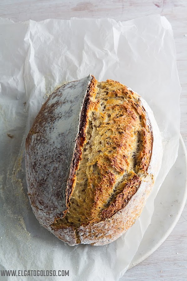 Pan multicereal hecho en casa con masa madre de exceso vía: www.elgatogoloso.com