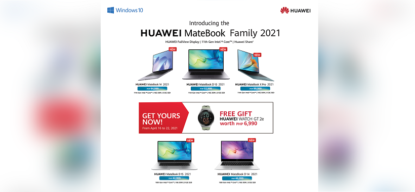 Pre-order MateBook 2021 Laptops with 16GB RAM and 11th Gen Processor and get free HUAWEI GT 2e