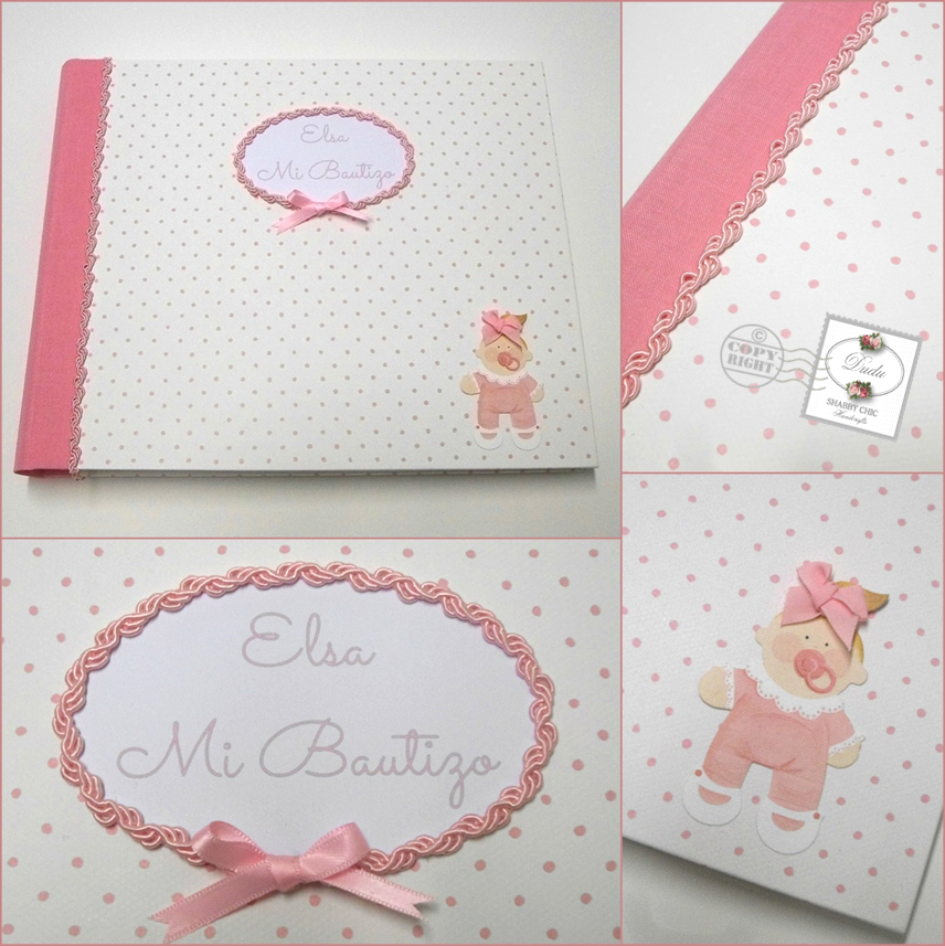 Cuadro Con Dibujo De Bautizo, Con La Inicial Del Nombre En Rosa