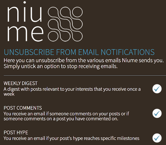 niume, writing site, collaborative blogging platform, unsubscribe, email notifications, subscribe