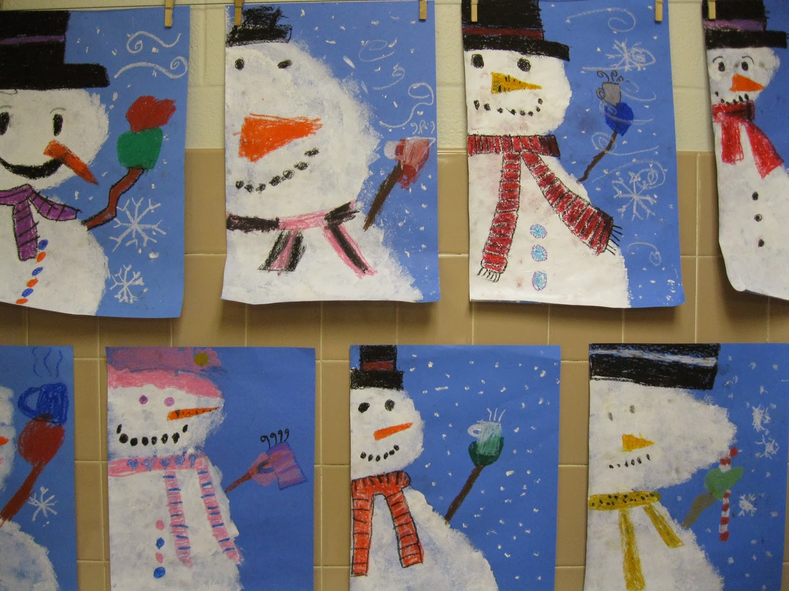 Tesago Art at Shenendehowa C.S.D. Sponge Painted Snowmen