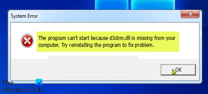Programma kan niet starten omdat d3drm.dll ontbreekt