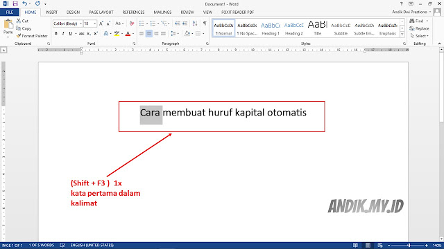 microsoft office, microsoft word, microsoft word 2013, tutorial, membuat huruf besar, huruf capital, lowercase, uppercase