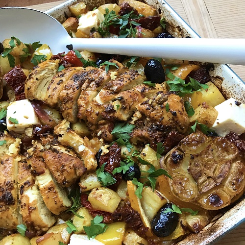 Greenway36: Wimmelblech Hellas ~ Gyros-Hähnchen mit Gemüse, Feta ...