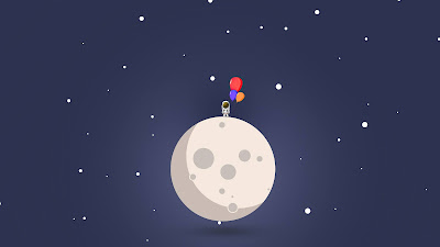 HD Astronaut Balloon Moon Minimal Wallpaper