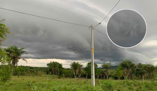Fenômeno conhecido como 'nuvem de rolo' chama atenção em Várzea do Poço