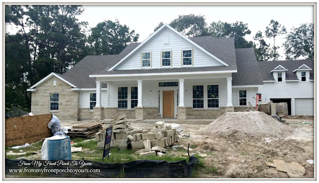 Building A Suburban Farmhouse-David Weekley-Rock On Front Of Home