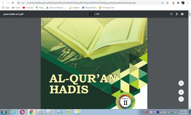Buku Al-Qur'an Hadis kelas 2 sd/mi sesuai kma 183 tahun 2019