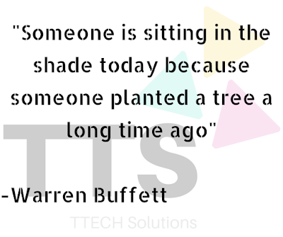 A pic showing logo of TTECH Solutions with Quote of Warren Buffett, Positive Quote, Good Quote Category