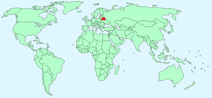 Dünya haritasında Beyaz Rusya