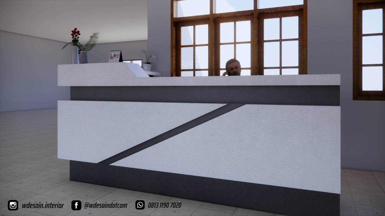 Meja Resepsionis Minimalis HPL hotel kantor wdesain Desain Rumah