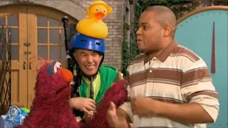 In the sesame street story Hurry Up, You're Running Out of Time, Chris and Telly talk, followed by Denny the Distractor. Sesame Street Preschool is Cool ABCs With Elmo