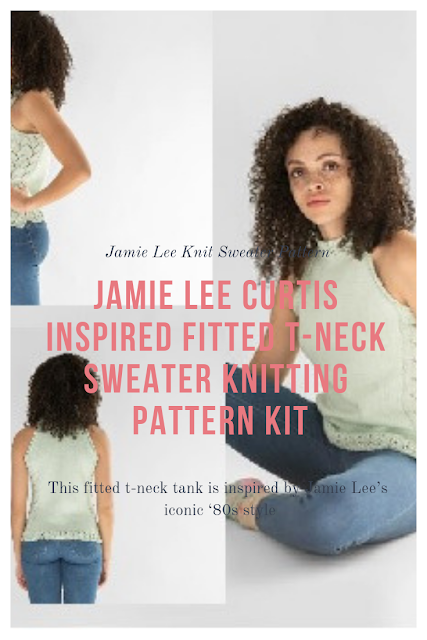 Jamie Lee Curtis Inspired Fitted T-Neck Sweater Knitting Pattern Kit