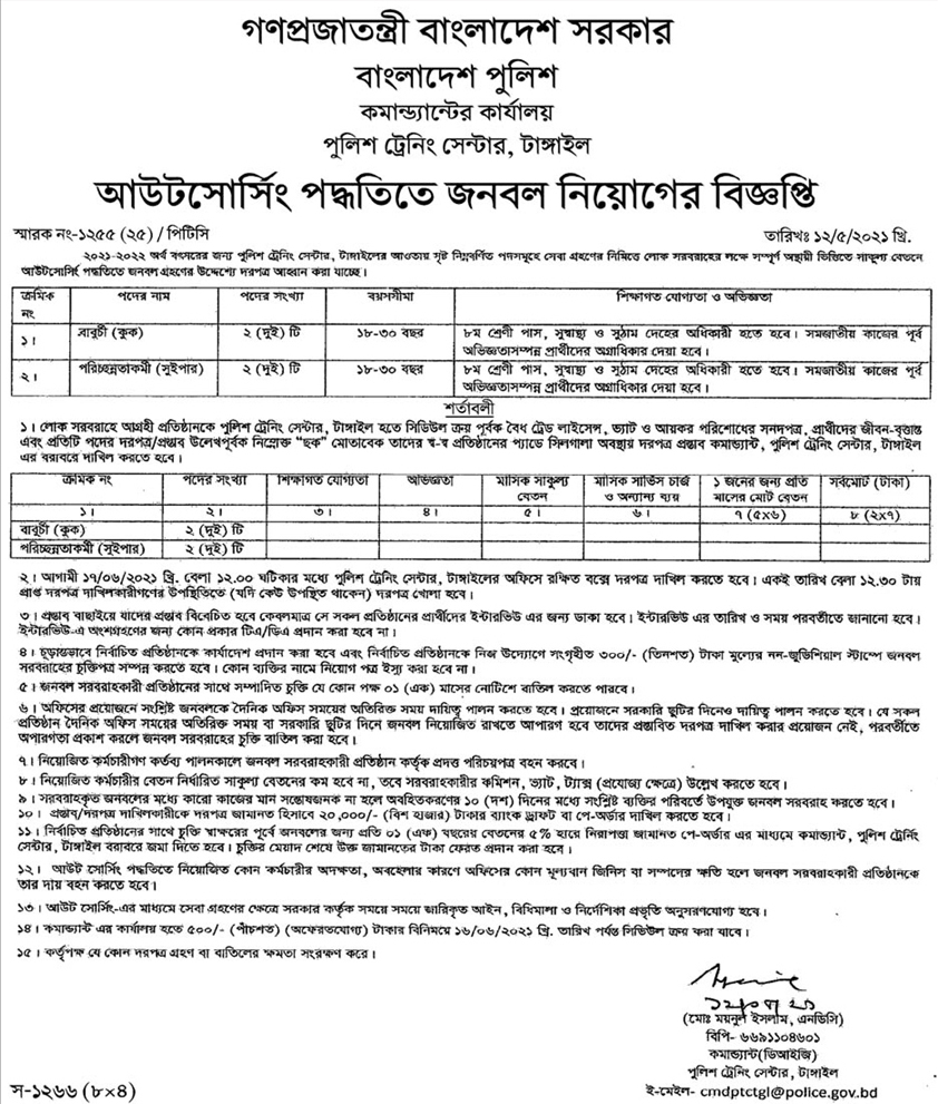 Bangladesh police job circular 2021