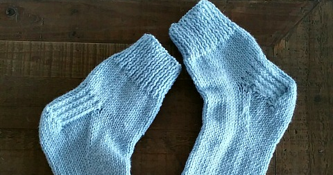 My first pair of two (straight) needle socks