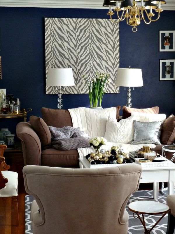Sóbrio e elegante azul marinho na sua sala! — Casa Decorada Blog de