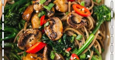 rasted teriyaki mushrooms and broccolini soba noodleso - Healthy Living ...