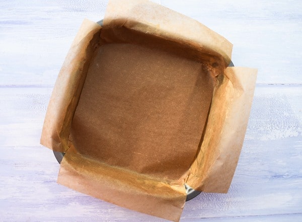 step1 - lined brownie tin step 1 - lined tin
