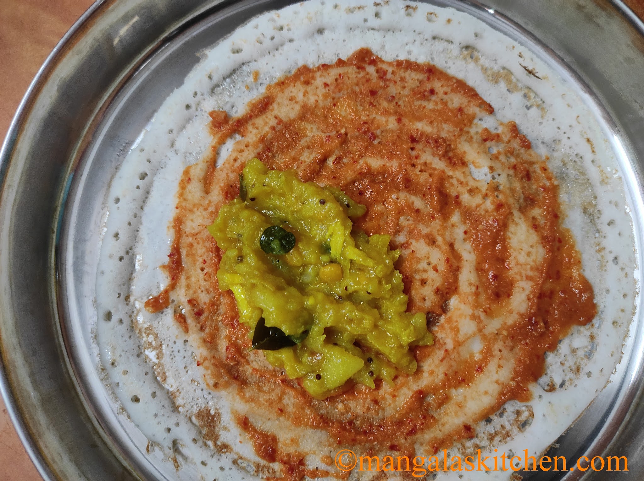 Mysore Masala Dosa with Red Chutney and Aloo Masala Spicy Mysore Dosa Recipe Mangala's Kitchen