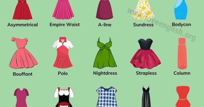 ESL California: Types of Dresses