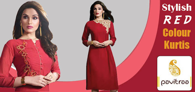 Red Color Fancy Kurtis For Girls With Free COD In India