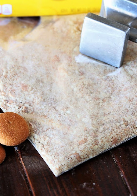 Nilla Wafer Crumbs in Baggie Crushed with Meat Mallet Image