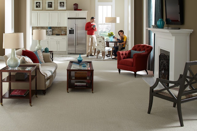 Carpet makes this family room comfortable