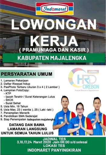 Lowongan Kerja Indomaret Majalengka SMA SMK - LOKERHARIINI.COM