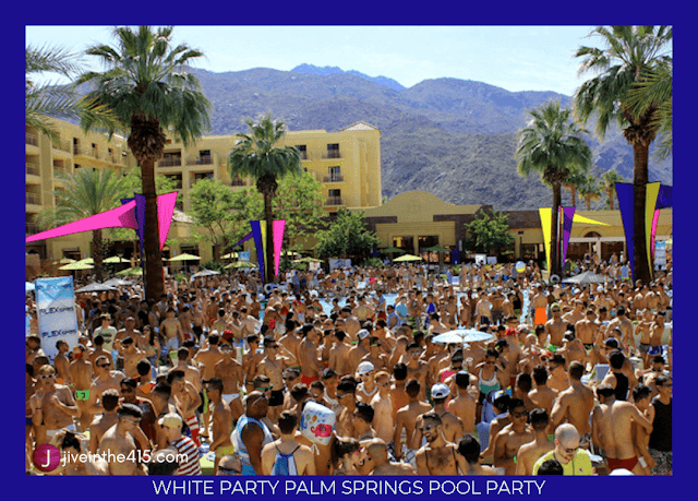 Gay men dancing poolside at the White Party, a gay-circuit party held annually in Palm Springs, California.