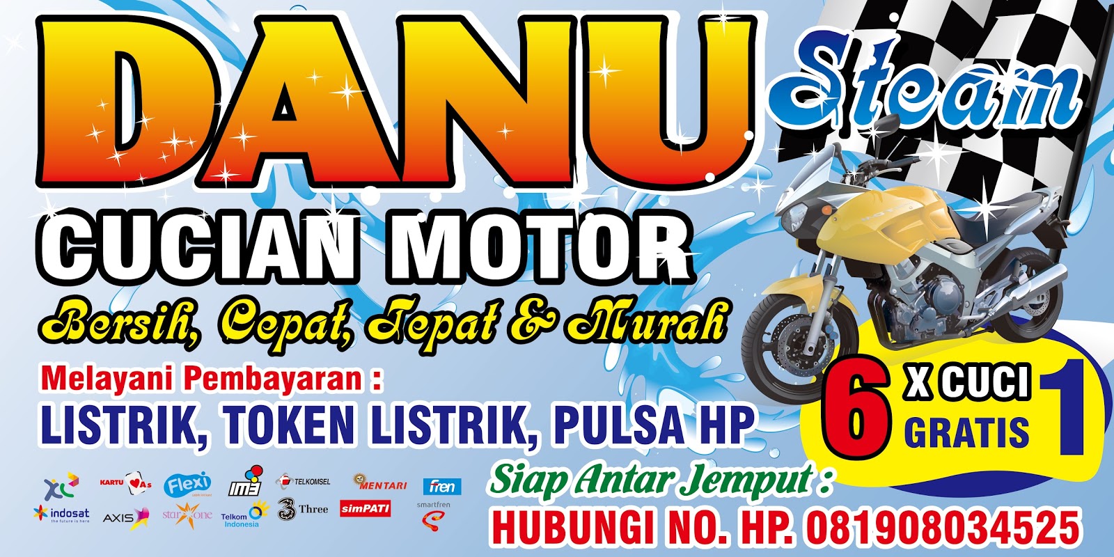 Desain Cuci Motor &amp; Mobil PSD Riza Corel