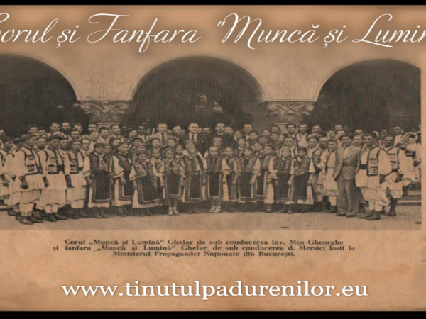 Componenta corului si fanfarei " Muncă și Lumină" din Ghelar în 1942