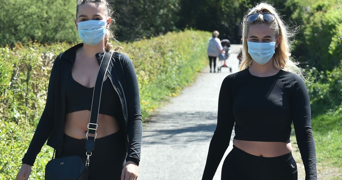 Madison Ross and Chole Ross Out with Their Dog in Chigwell 16 APr-2020