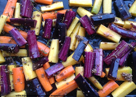 foto-paarse-gele-oranje-wortels-honing-oven