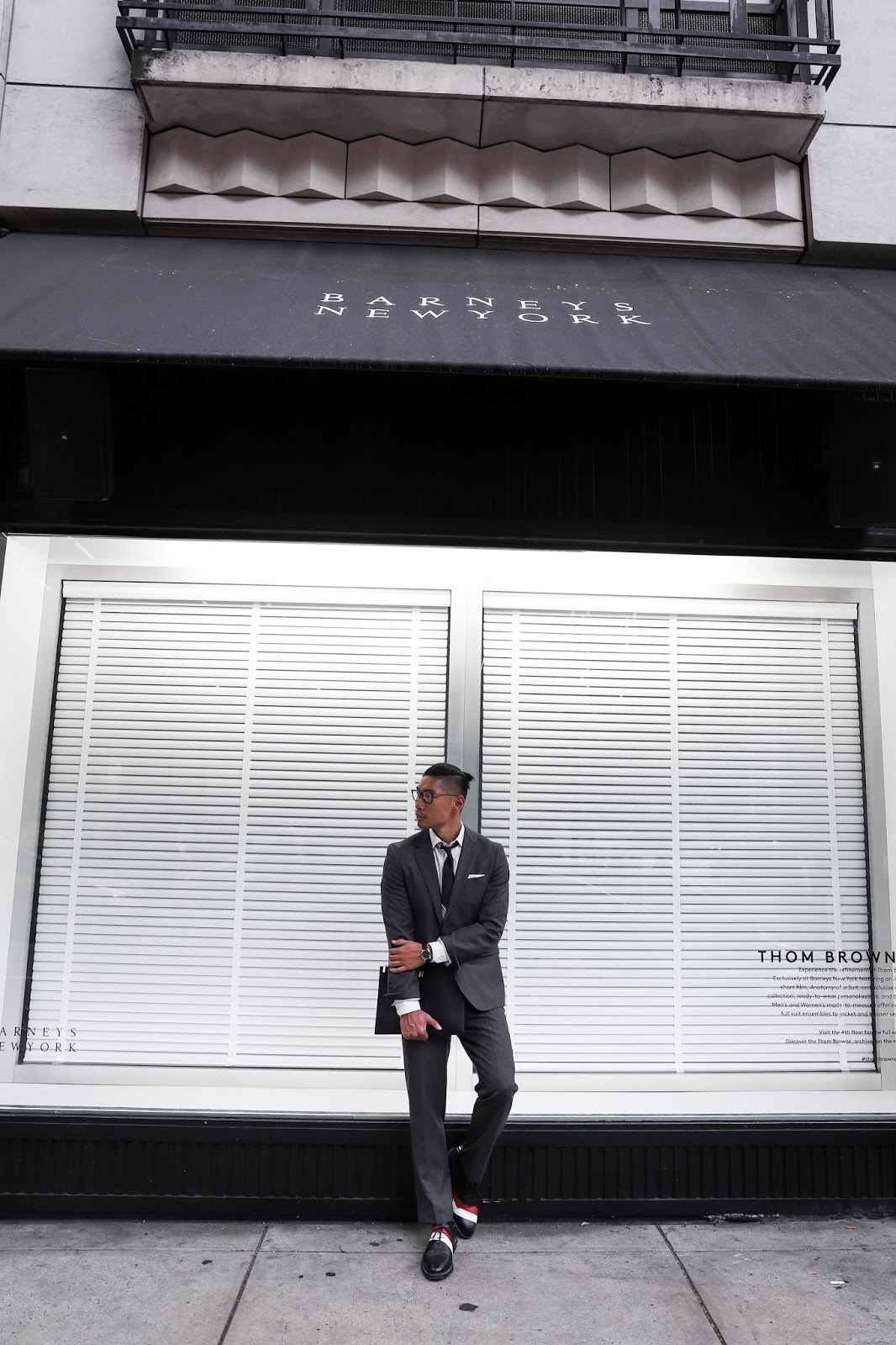 Leo Chan wearing Thom Browne outfit at Barneys | Asian Male Blogger and Model